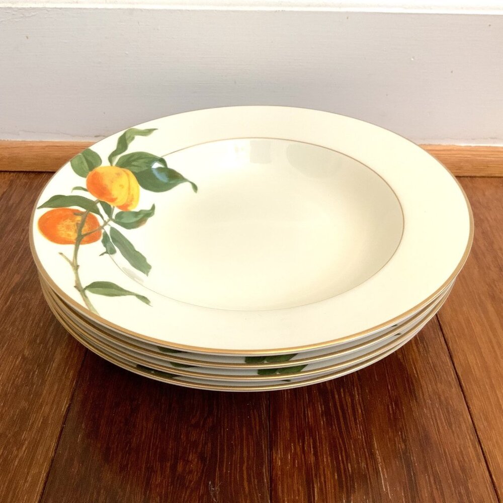 Vintage Mikasa Regal Pomme Fine China 8.5" Rim Soup Cereal Bowls, Set of 4 L3133